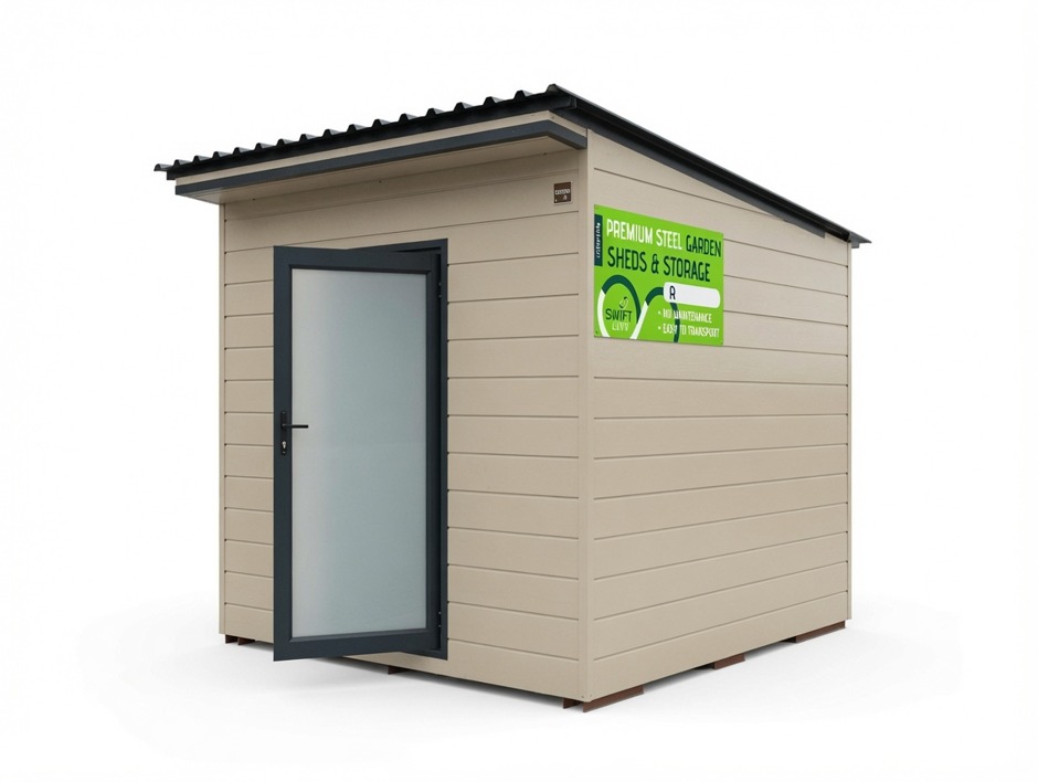 Premium steel and composite cladding garden shed, storage or granny pod