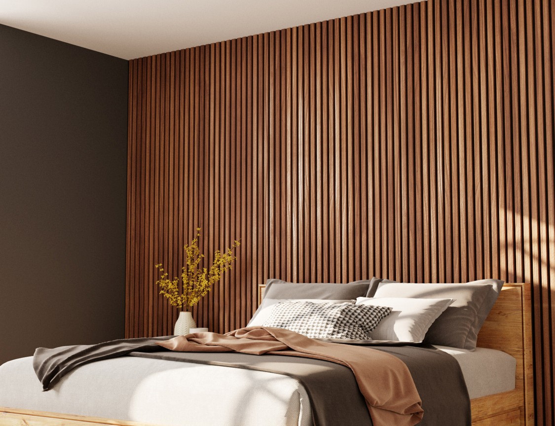 Interior wood cladding feature wall