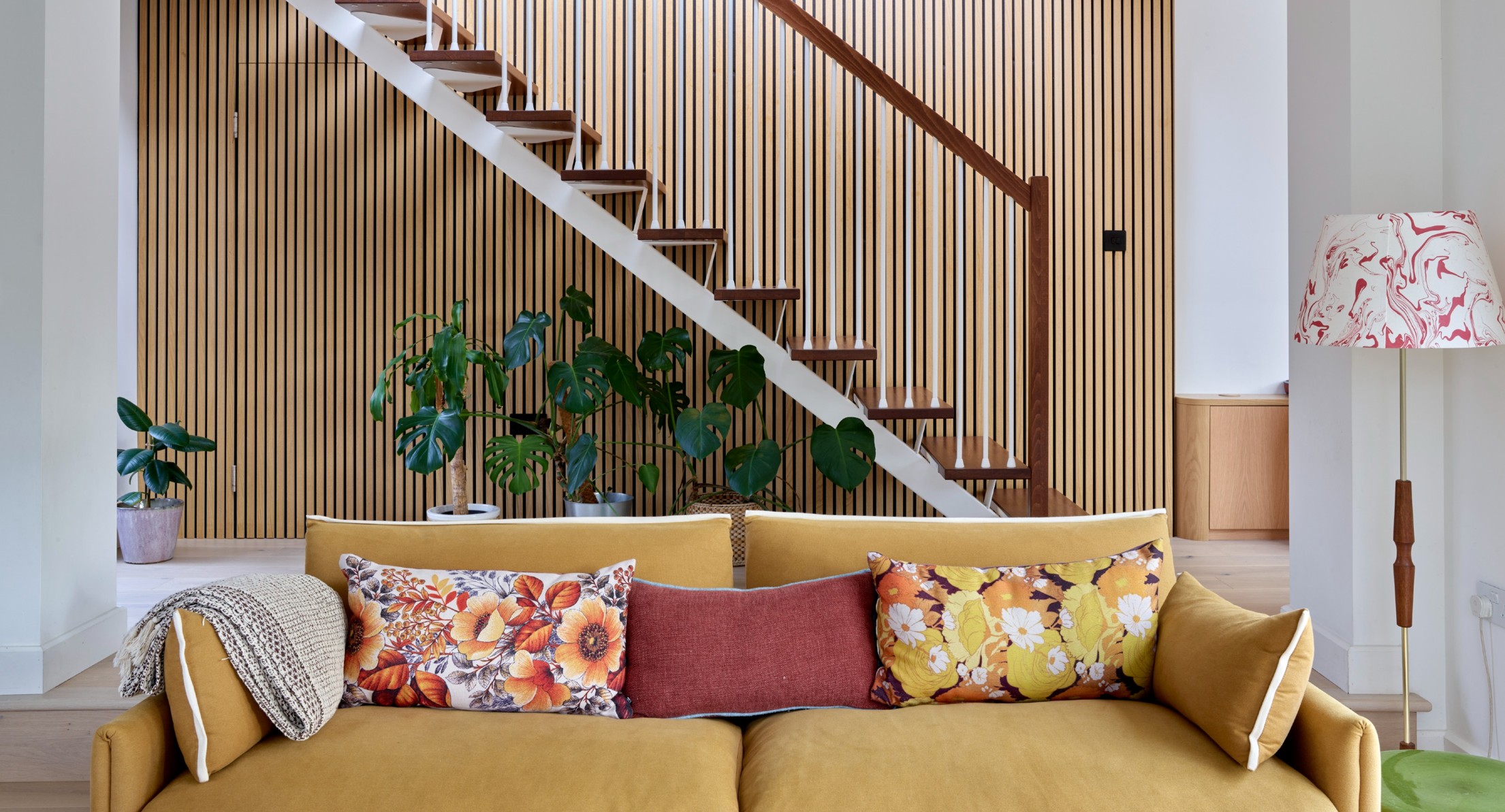 Interior wood cladding feature wall